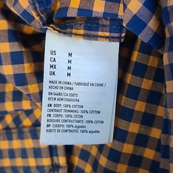 American Eagle Classic Fit Button Up Front Shirt Checkered Long Sleeve Collar - Picture 12 of 16